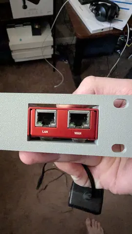 Apr 2025. A pfSense SG-1000 fitted to a 10-inch rack plate, as the firewall for the NUC minilab's network.